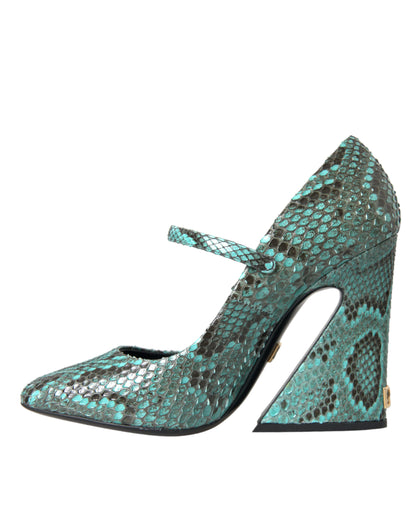 Dolce & Gabbana Aqua Python Leather Mary Jane Pumps Shoes Dolce & Gabbana