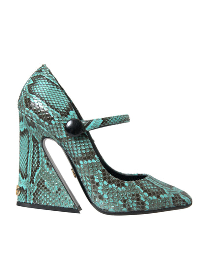 Dolce & Gabbana Aqua Python Leather Mary Jane Pumps Shoes Dolce & Gabbana