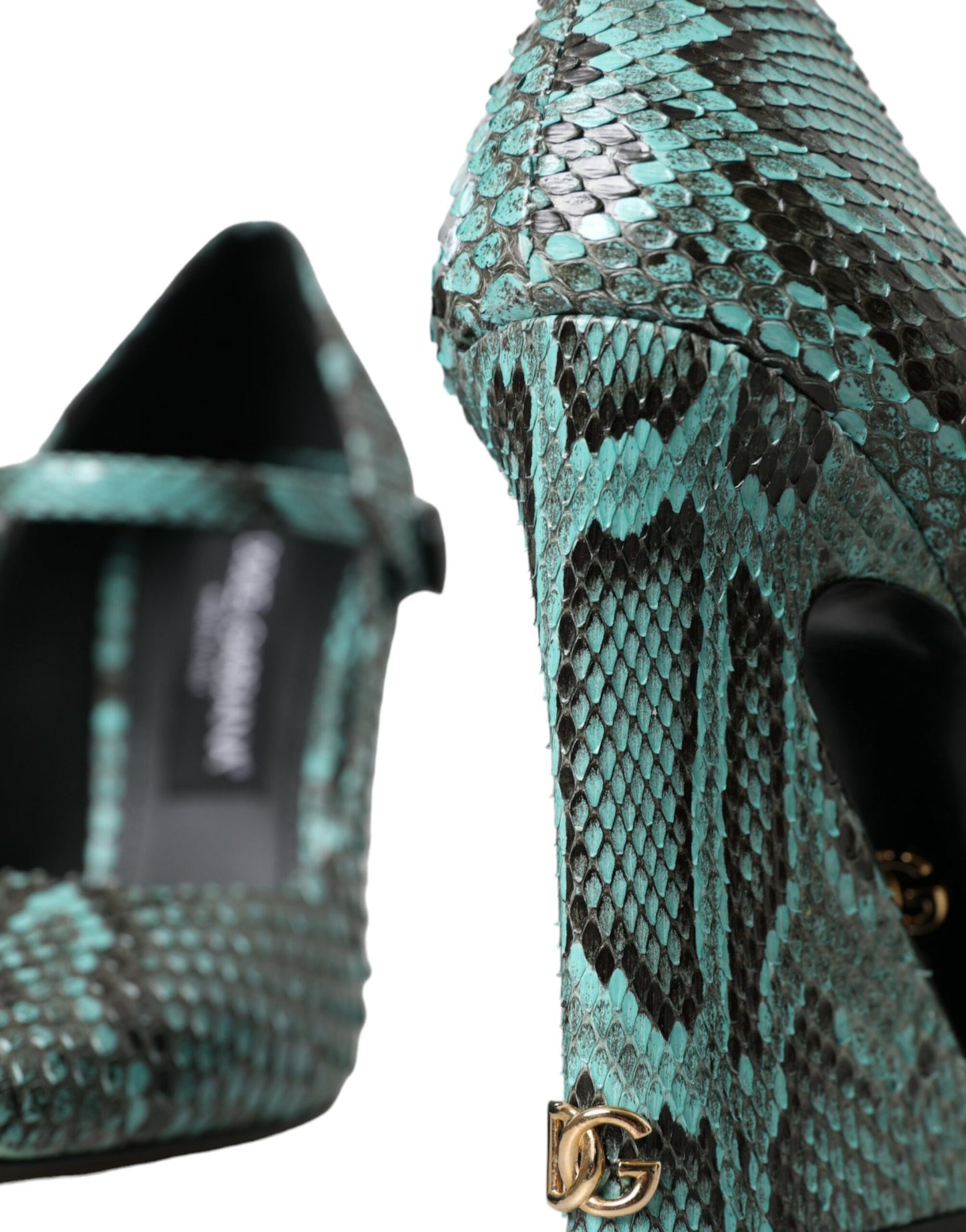 Dolce & Gabbana Aqua Python Leather Mary Jane Pumps Shoes Dolce & Gabbana