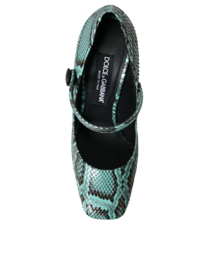 Dolce & Gabbana Aqua Python Leather Mary Jane Pumps Shoes Dolce & Gabbana