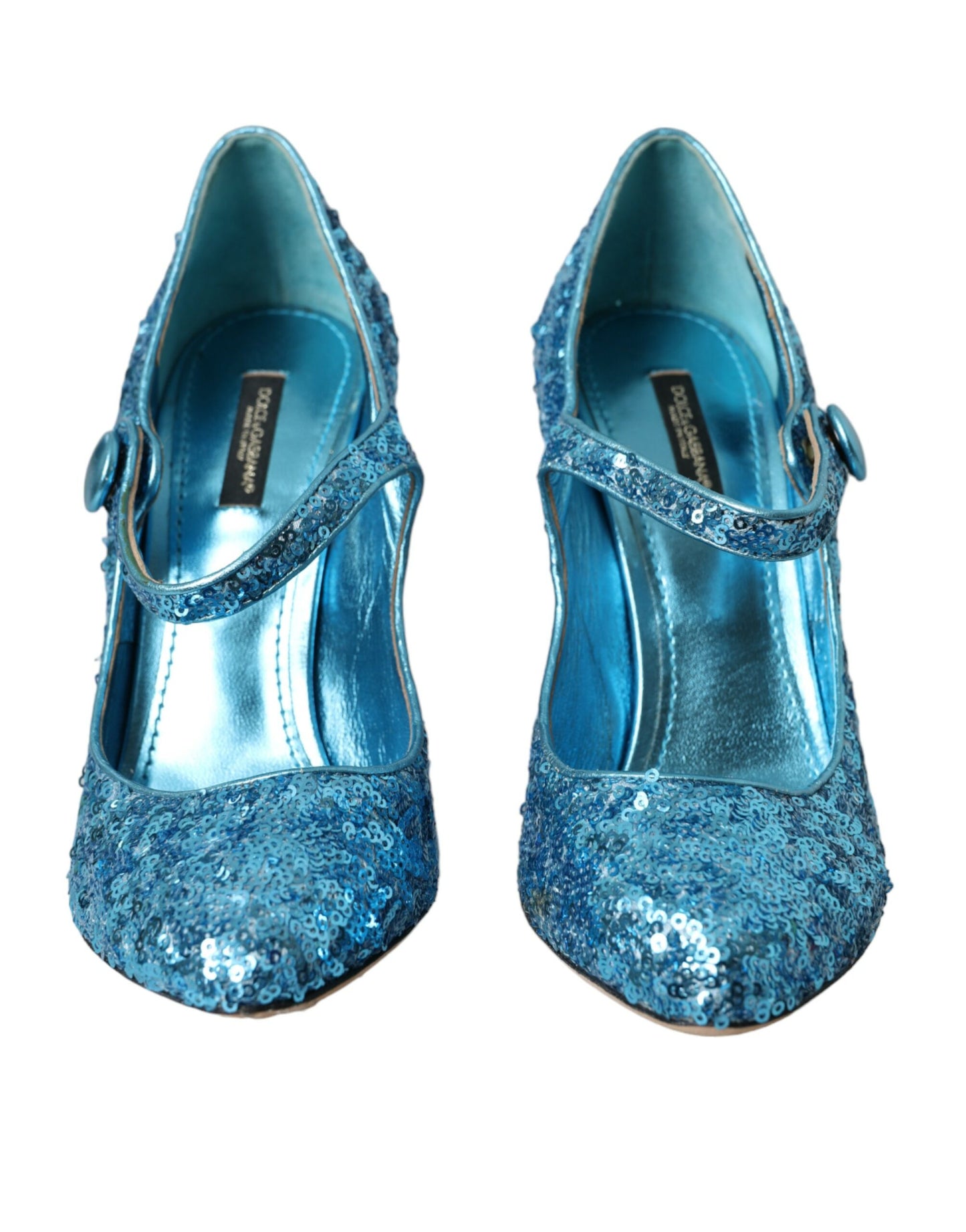 Dolce & Gabbana Blue Sequin Mary Jane Pumps High Heels Shoes Dolce & Gabbana