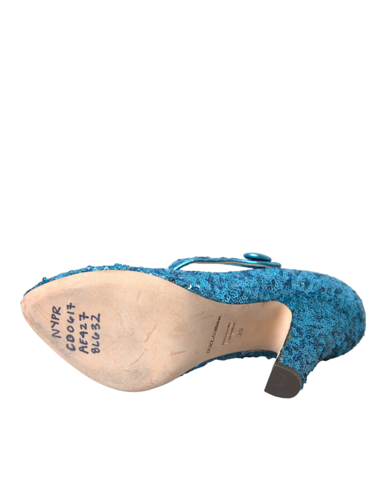 Dolce & Gabbana Blue Sequin Mary Jane Pumps High Heels Shoes Dolce & Gabbana