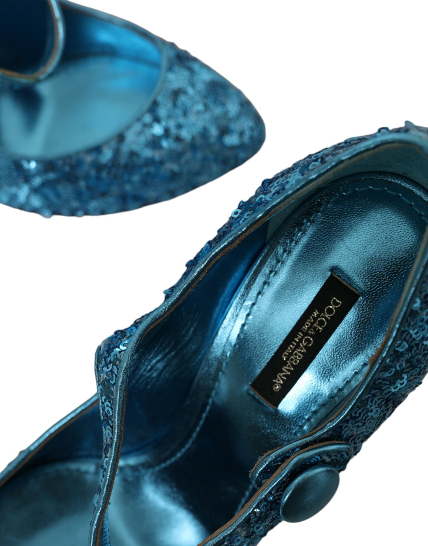 Dolce & Gabbana Blue Sequin Mary Jane Pumps High Heels Shoes Dolce & Gabbana