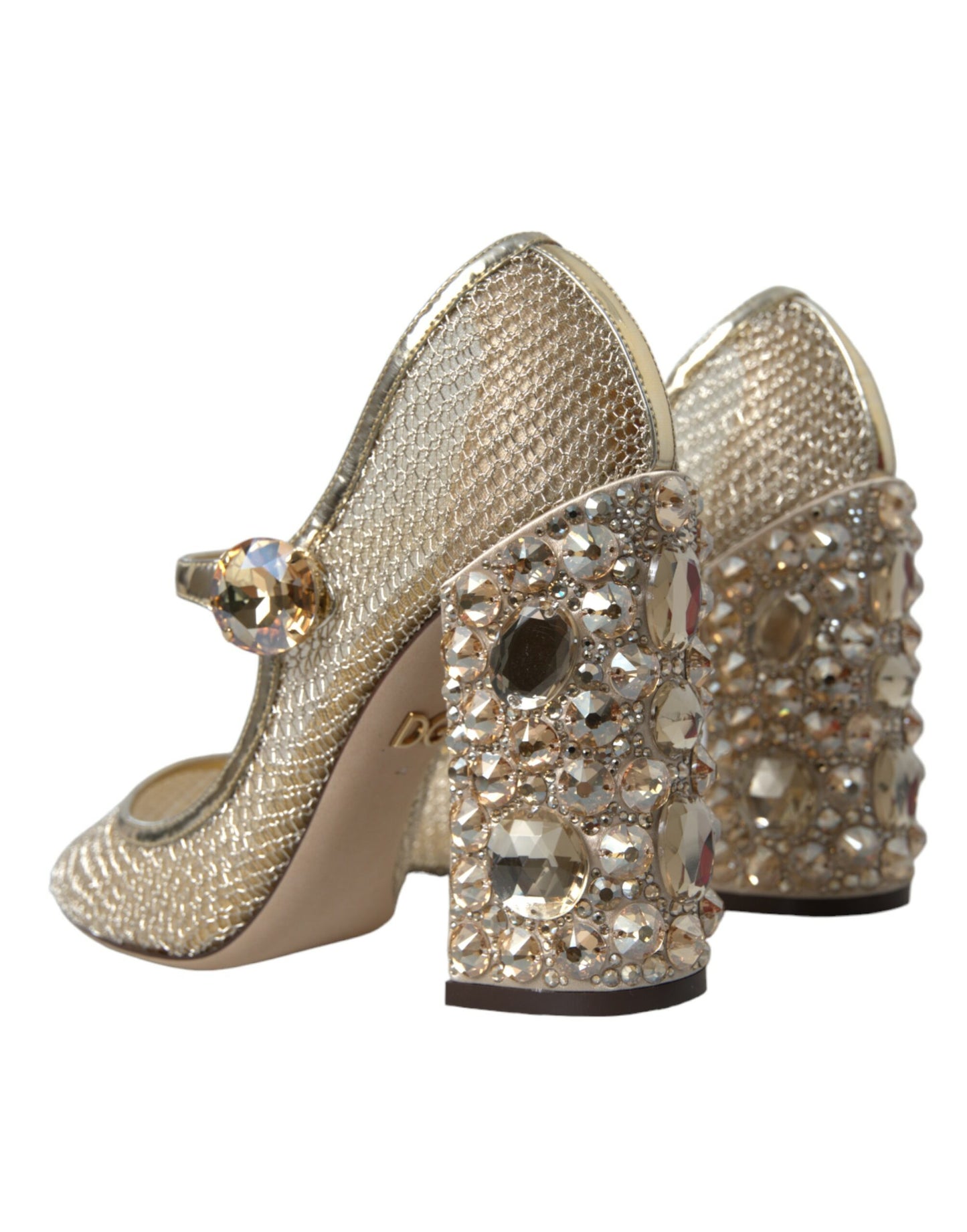 Dolce & Gabbana Gold Mesh Crystal Mary Jane Pumps Heels Shoes Dolce & Gabbana