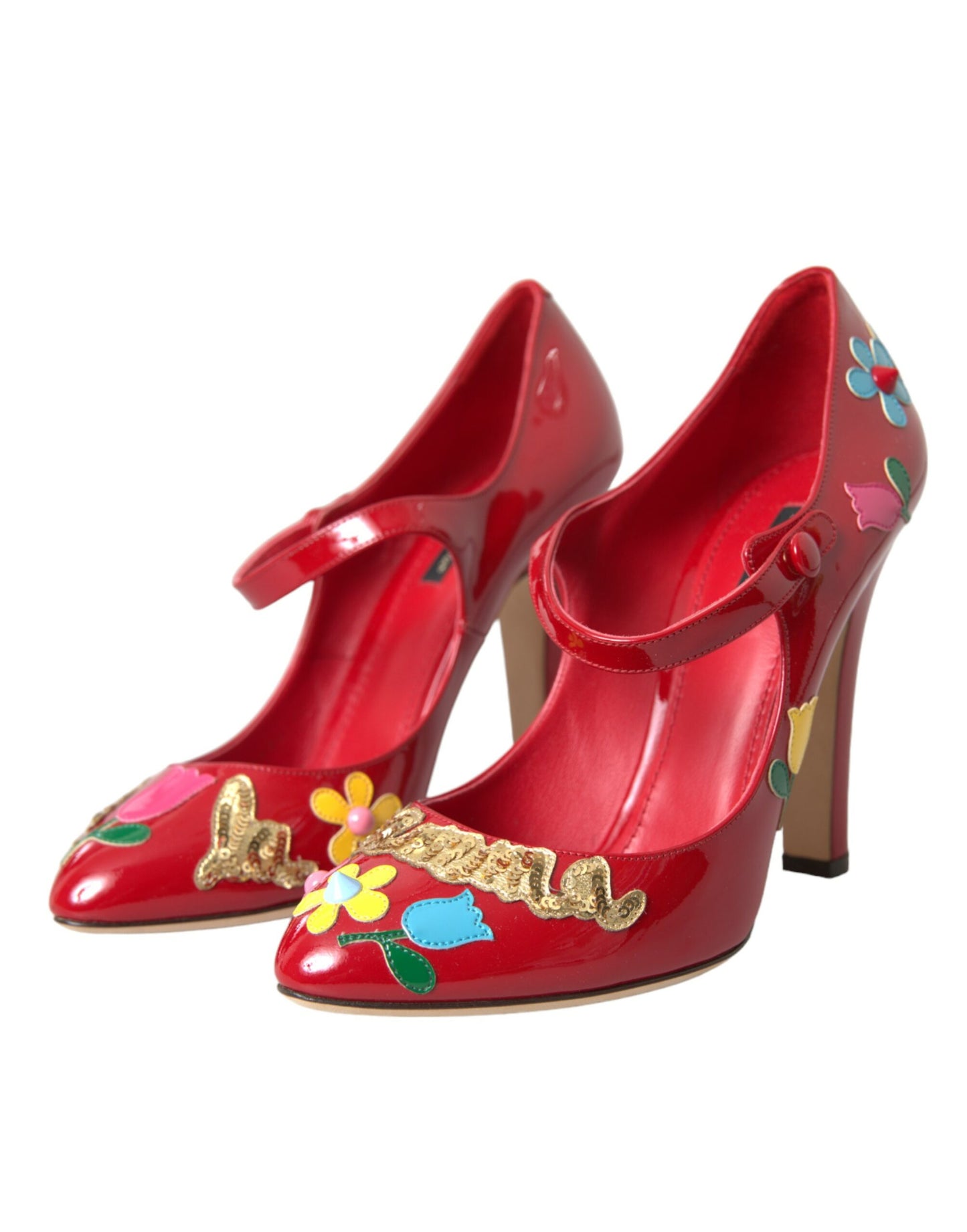 Dolce & Gabbana Red Leather Embellished Mary Jane Pumps Heels Shoes Dolce & Gabbana