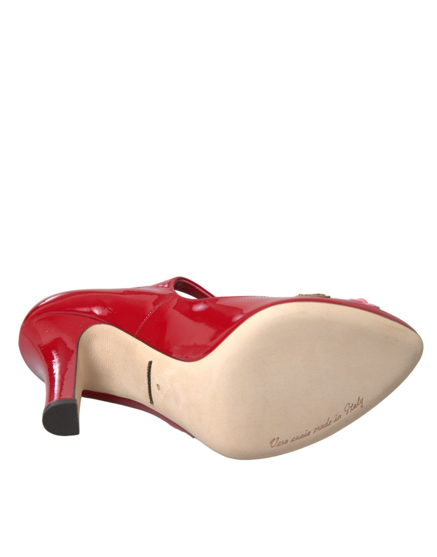 Dolce & Gabbana Red Leather Embellished Mary Jane Pumps Heels Shoes Dolce & Gabbana