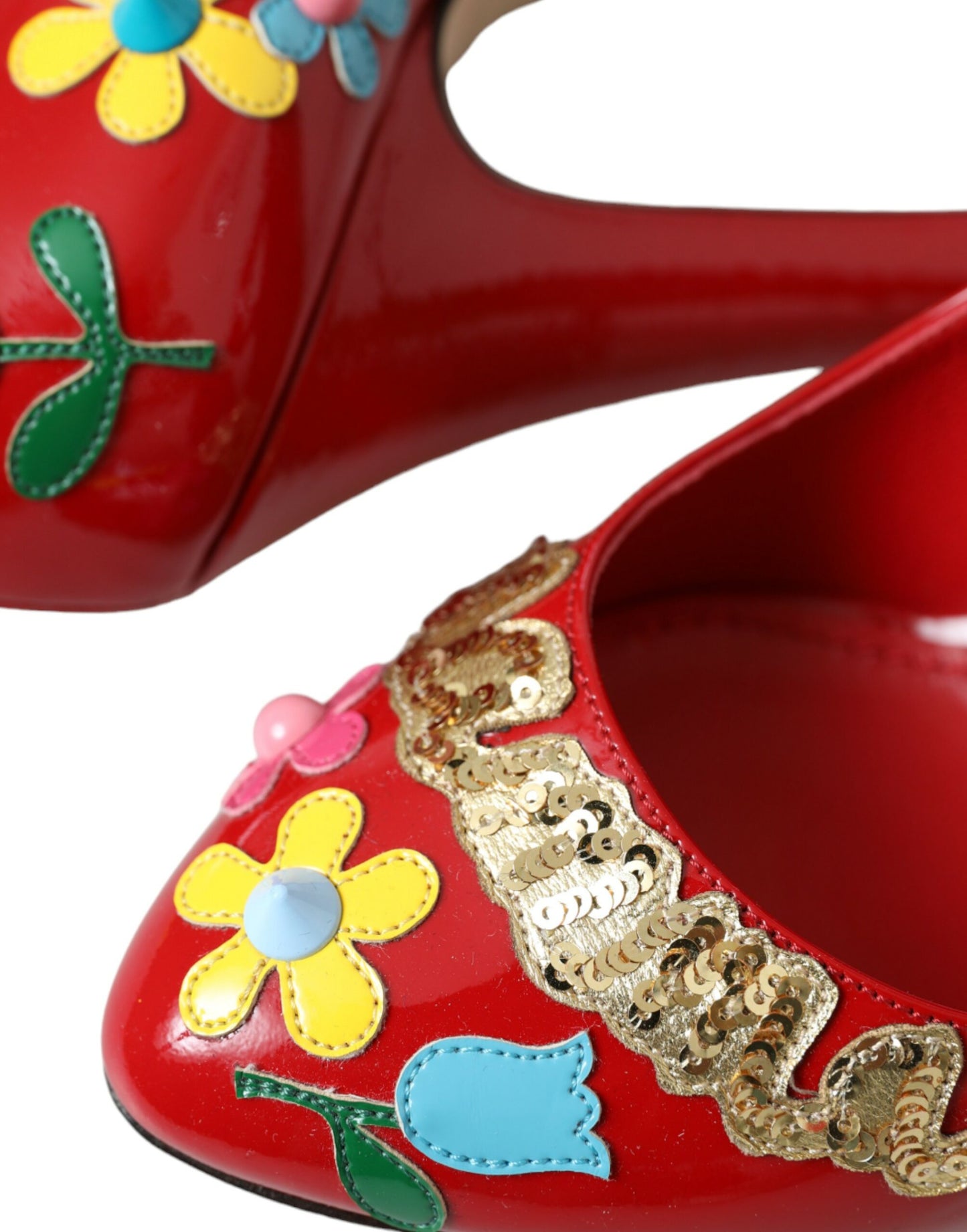 Dolce & Gabbana Red Leather Embellished Mary Jane Pumps Heels Shoes Dolce & Gabbana