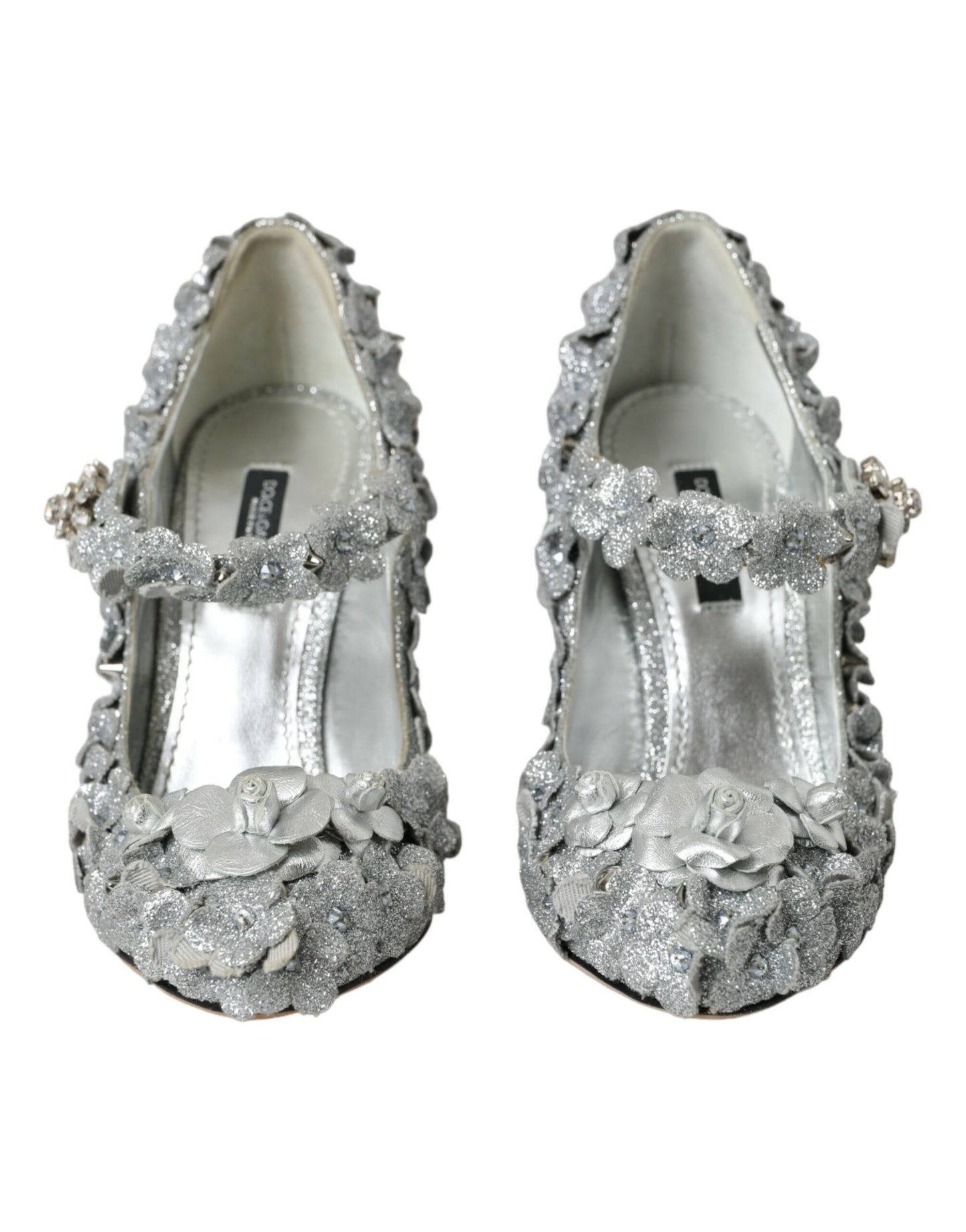 Dolce & Gabbana Silver Floral Crystal Mary Jane Pumps Shoes Dolce & Gabbana