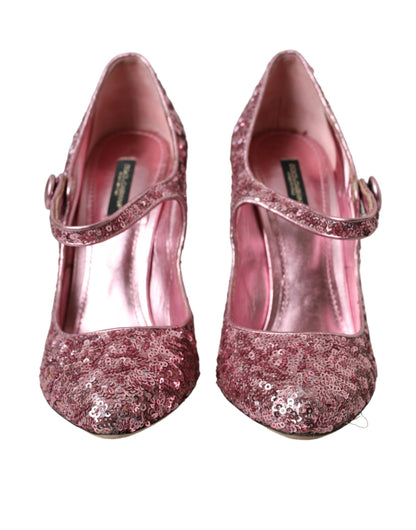 Dolce & Gabbana Pink Sequin Mary Jane Pumps High Heels Shoes Dolce & Gabbana