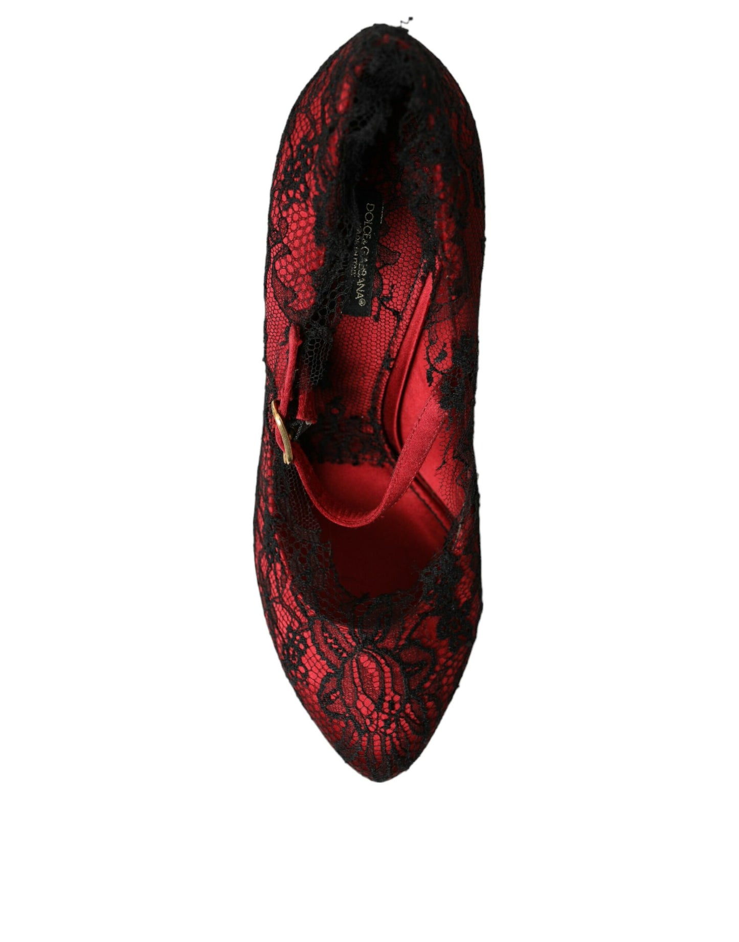 Dolce & Gabbana Red Black Floral Lace Mary Jane Pumps Shoes Dolce & Gabbana