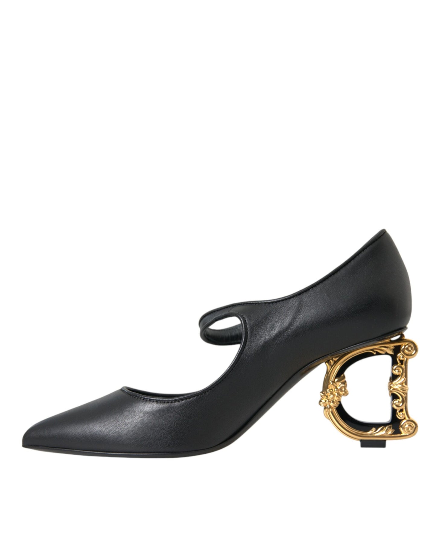 Dolce & Gabbana Black Leather Logo Heels Mary Janes Pumps Shoes Dolce & Gabbana