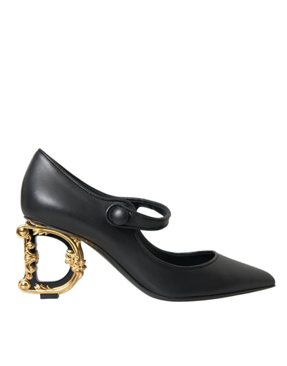 Dolce & Gabbana Black Leather Logo Heels Mary Janes Pumps Shoes Dolce & Gabbana