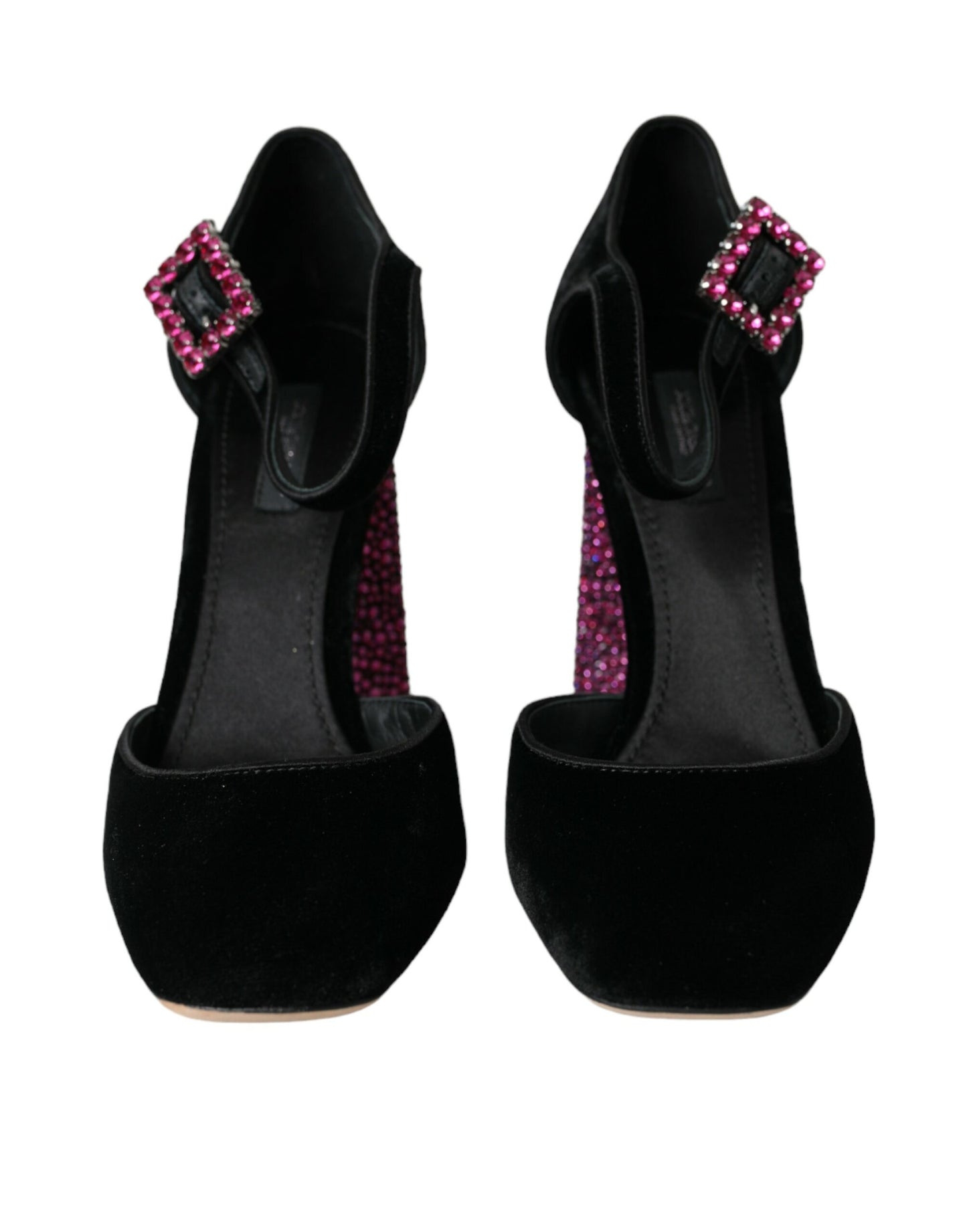 Dolce & Gabbana Black Velvet Strass Crystal Mary Janes Shoes Dolce & Gabbana