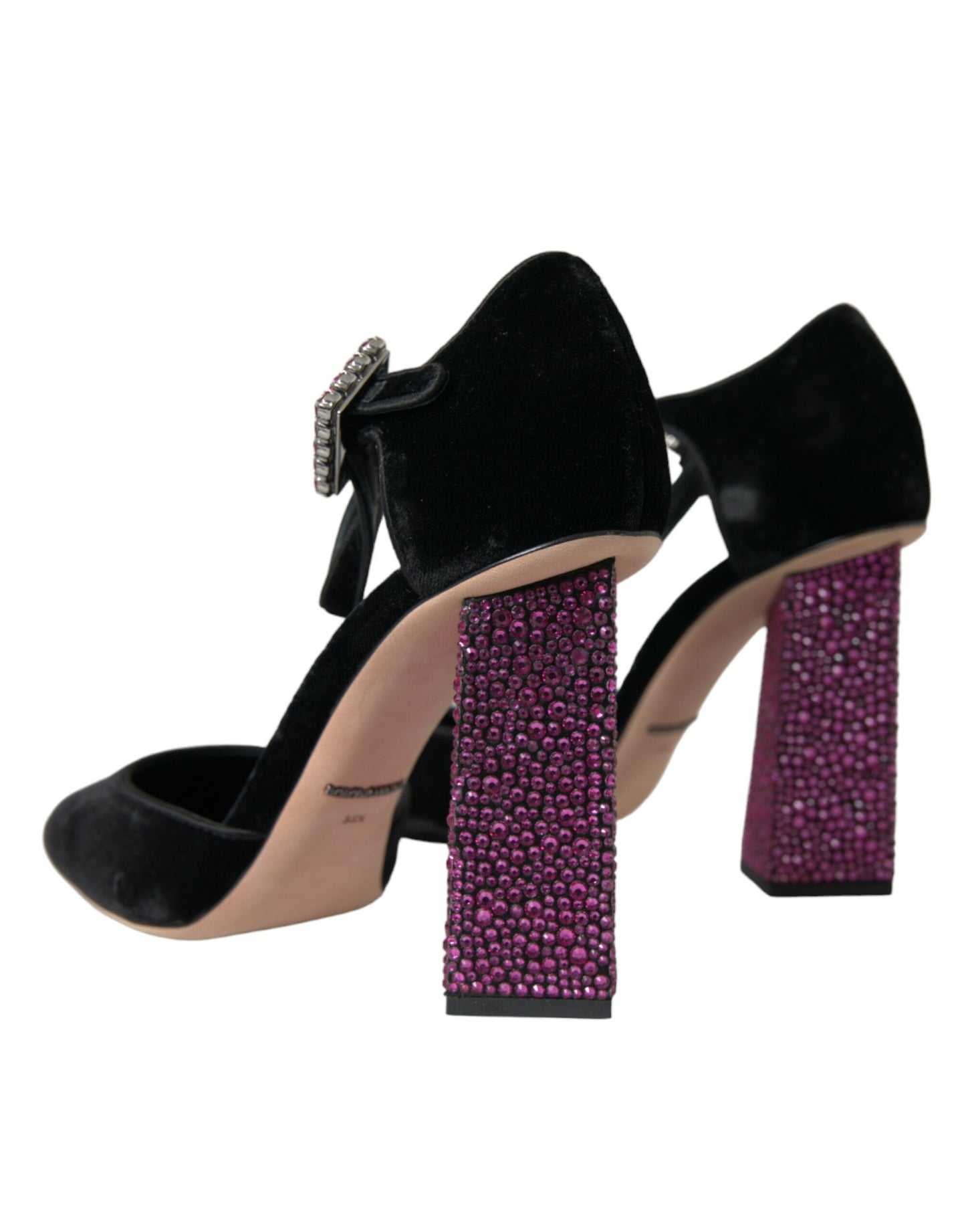 Dolce & Gabbana Black Velvet Strass Crystal Mary Janes Shoes Dolce & Gabbana