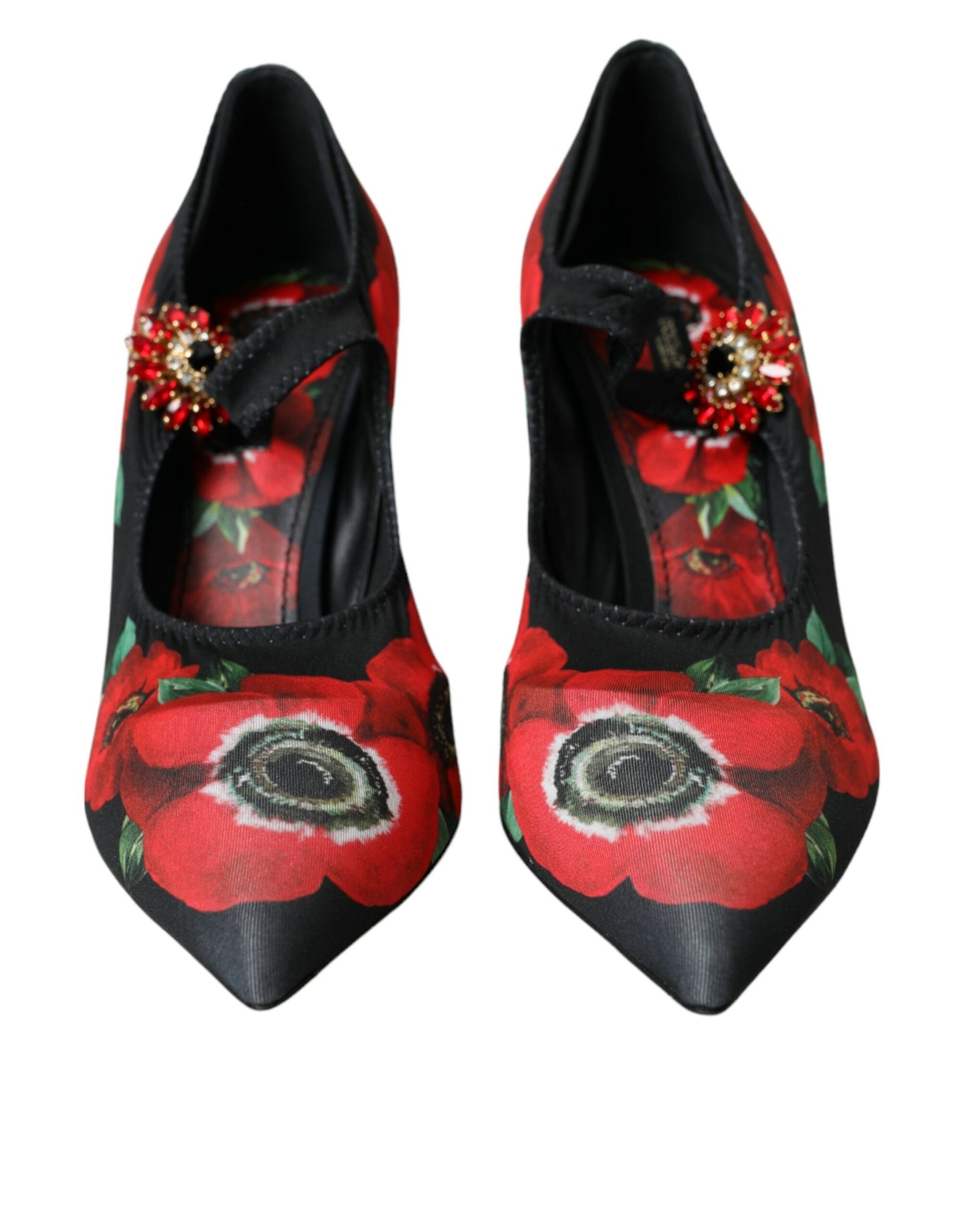 Dolce & Gabbana Black Floral Crystal Mary Jane Pumps Shoes Dolce & Gabbana