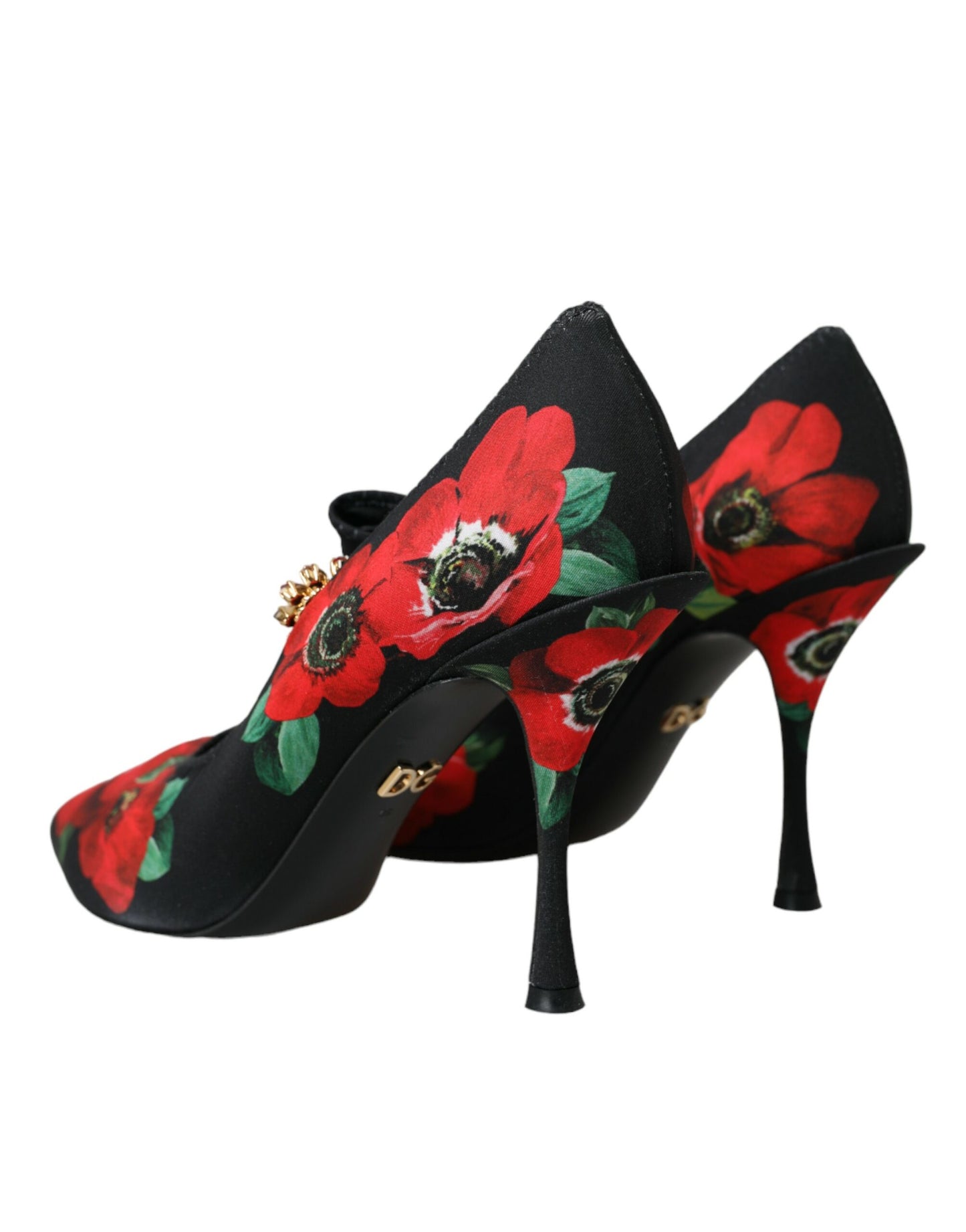 Dolce & Gabbana Black Floral Crystal Mary Jane Pumps Shoes Dolce & Gabbana