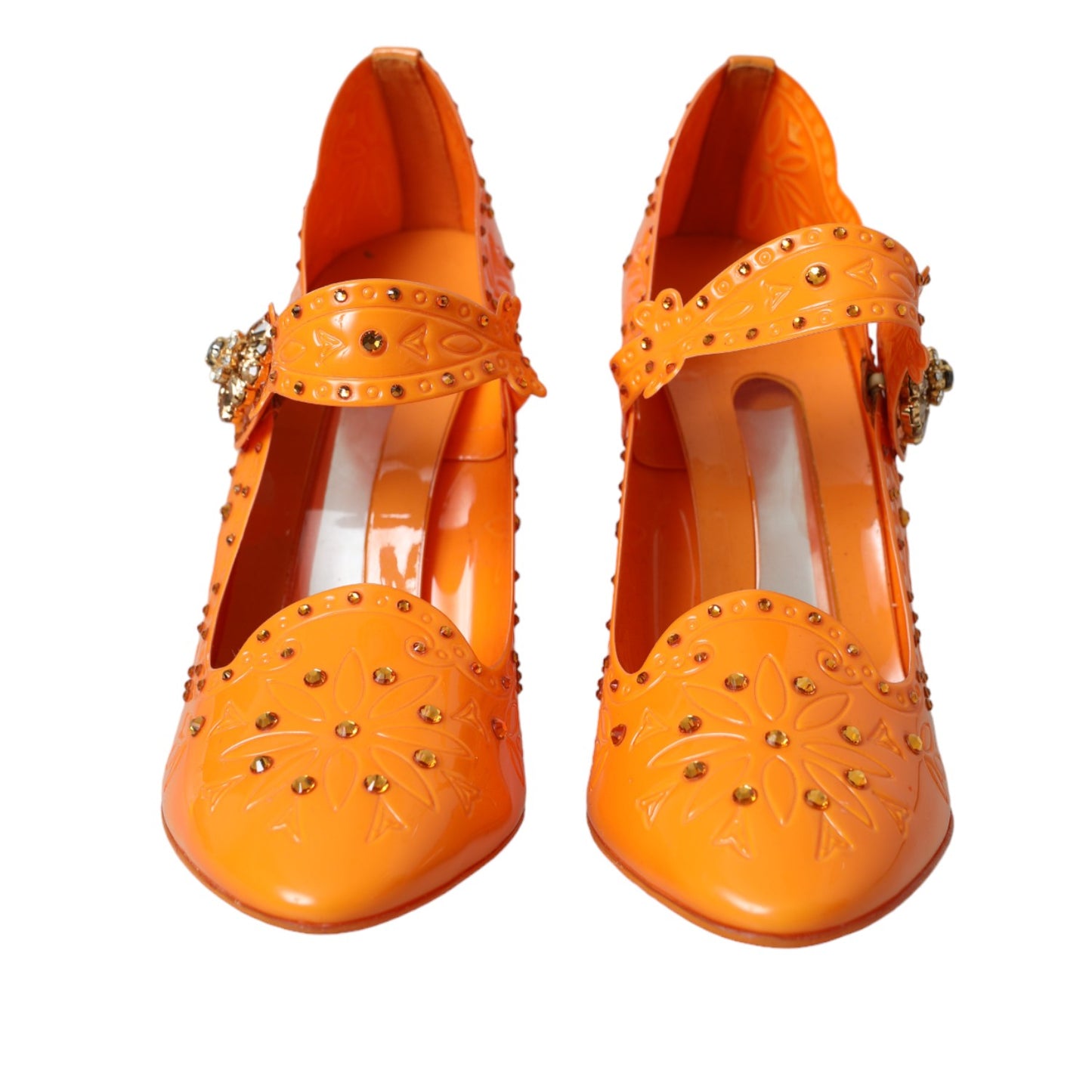 Dolce & Gabbana Orange CINDERELLA Floral Crystal Pumps Shoes Dolce & Gabbana