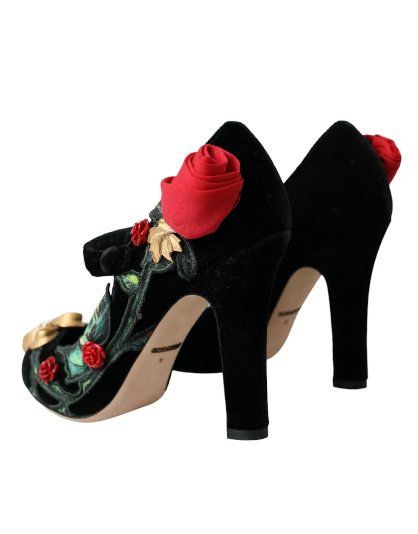 Dolce & Gabbana Black Roses Crystal Brooch Mary Jane Shoes Dolce & Gabbana