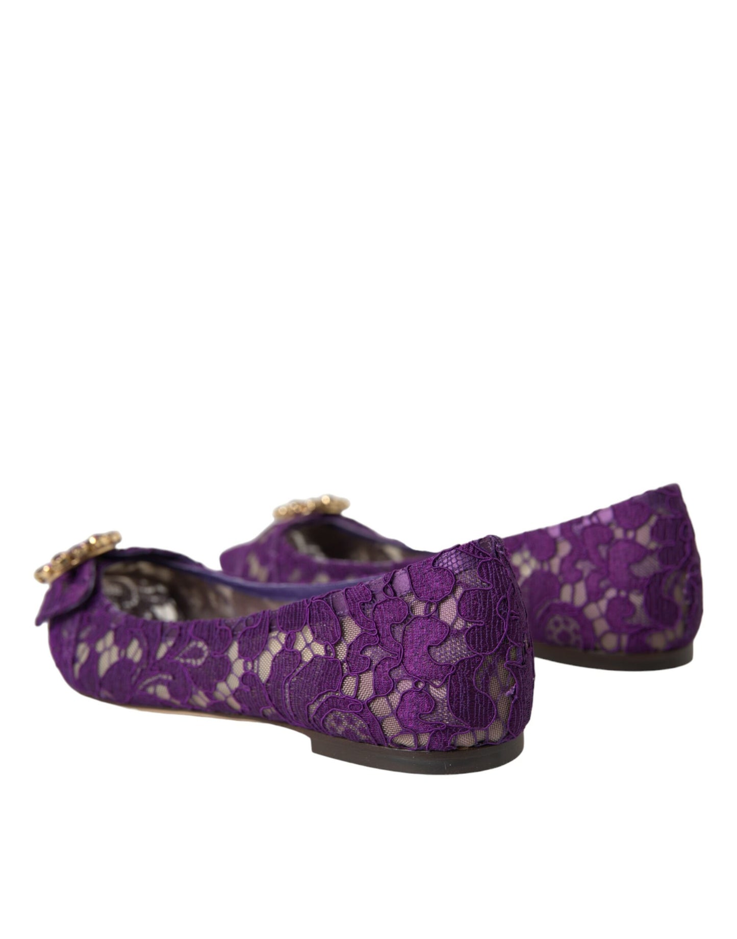 Dolce & Gabbana Purple Taormina Lace Crystal Loafers Shoes Dolce & Gabbana