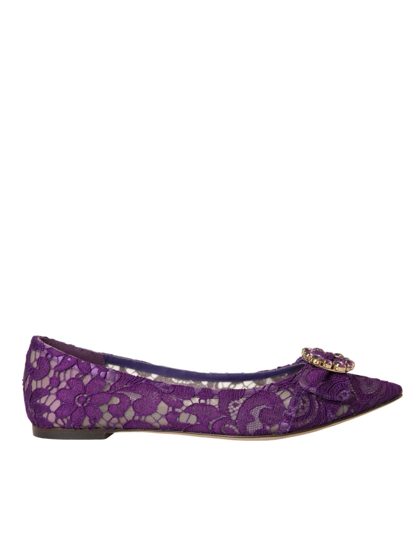 Dolce & Gabbana Purple Taormina Lace Crystal Loafers Shoes Dolce & Gabbana