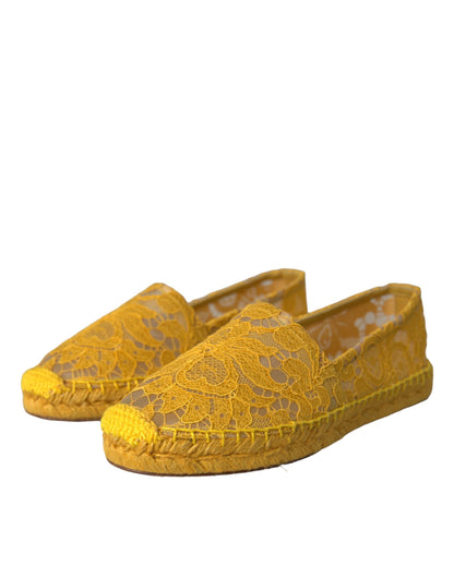 Dolce & Gabbana Yellow Taormina Lace Espadrille Loafers Flats Shoes Dolce & Gabbana