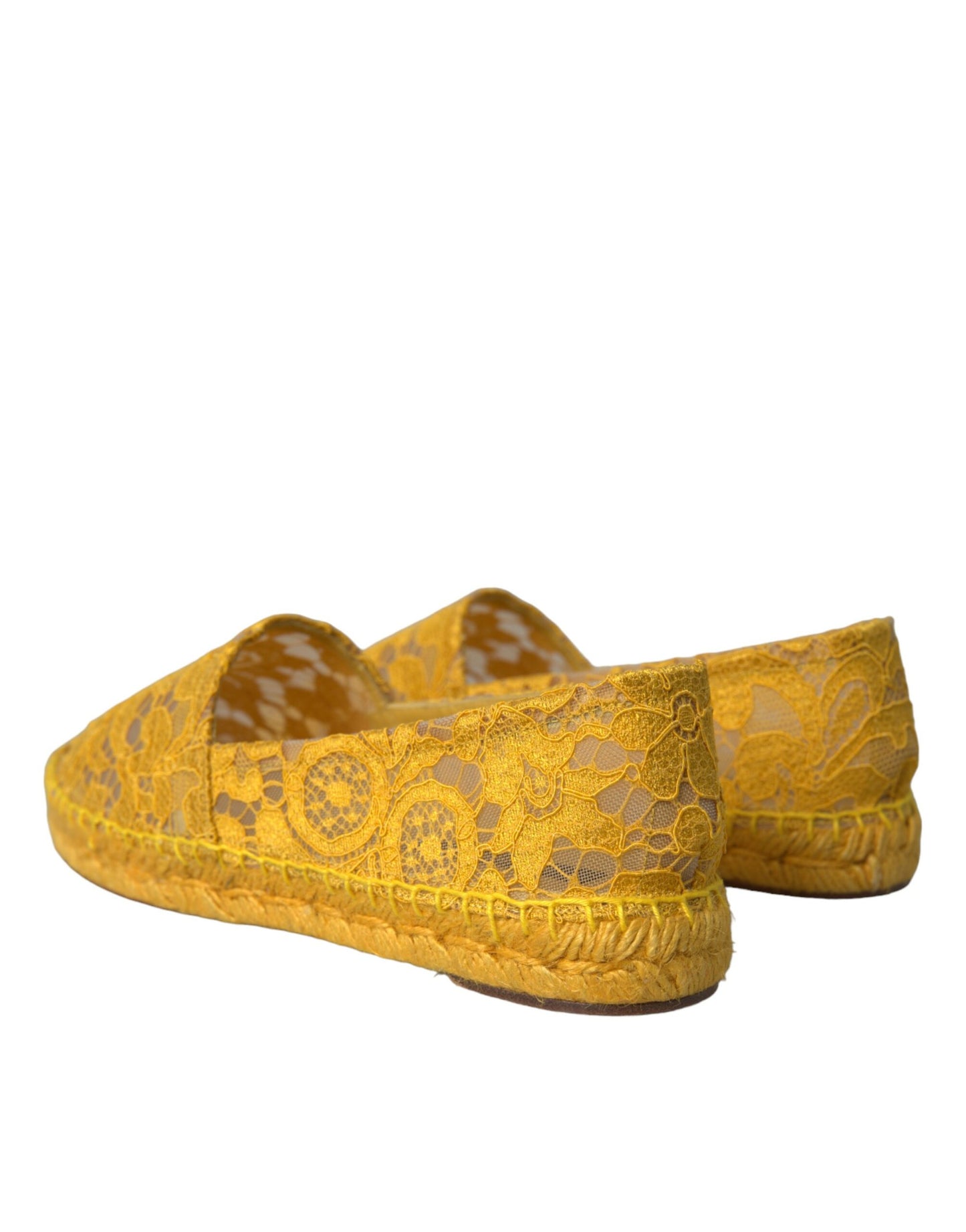 Dolce & Gabbana Yellow Taormina Lace Espadrille Loafers Flats Shoes Dolce & Gabbana