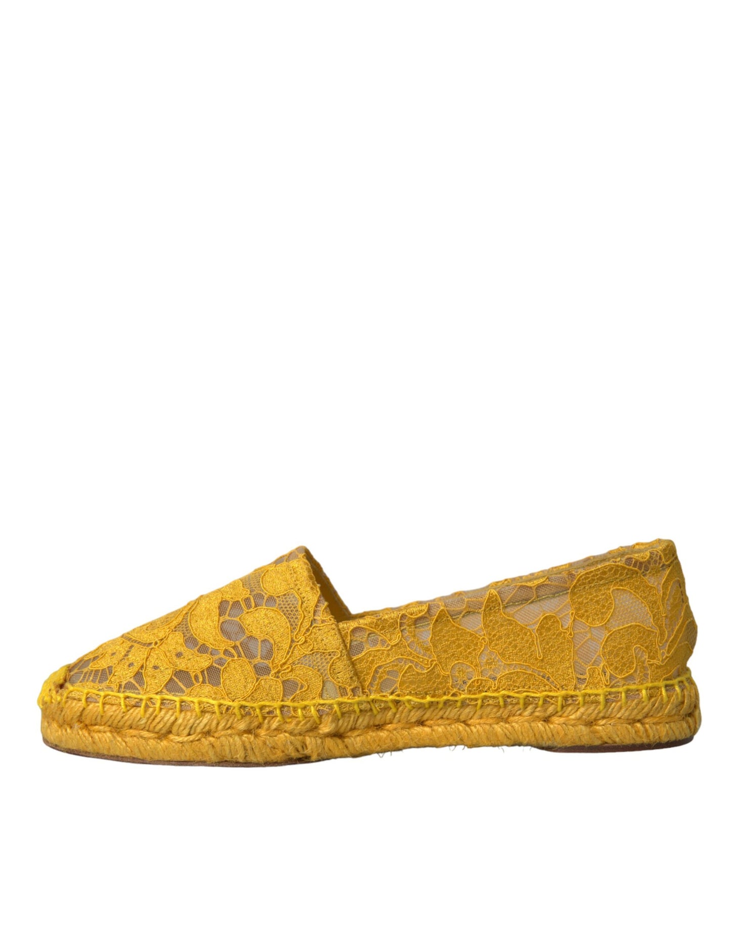 Dolce & Gabbana Yellow Taormina Lace Espadrille Loafers Flats Shoes Dolce & Gabbana