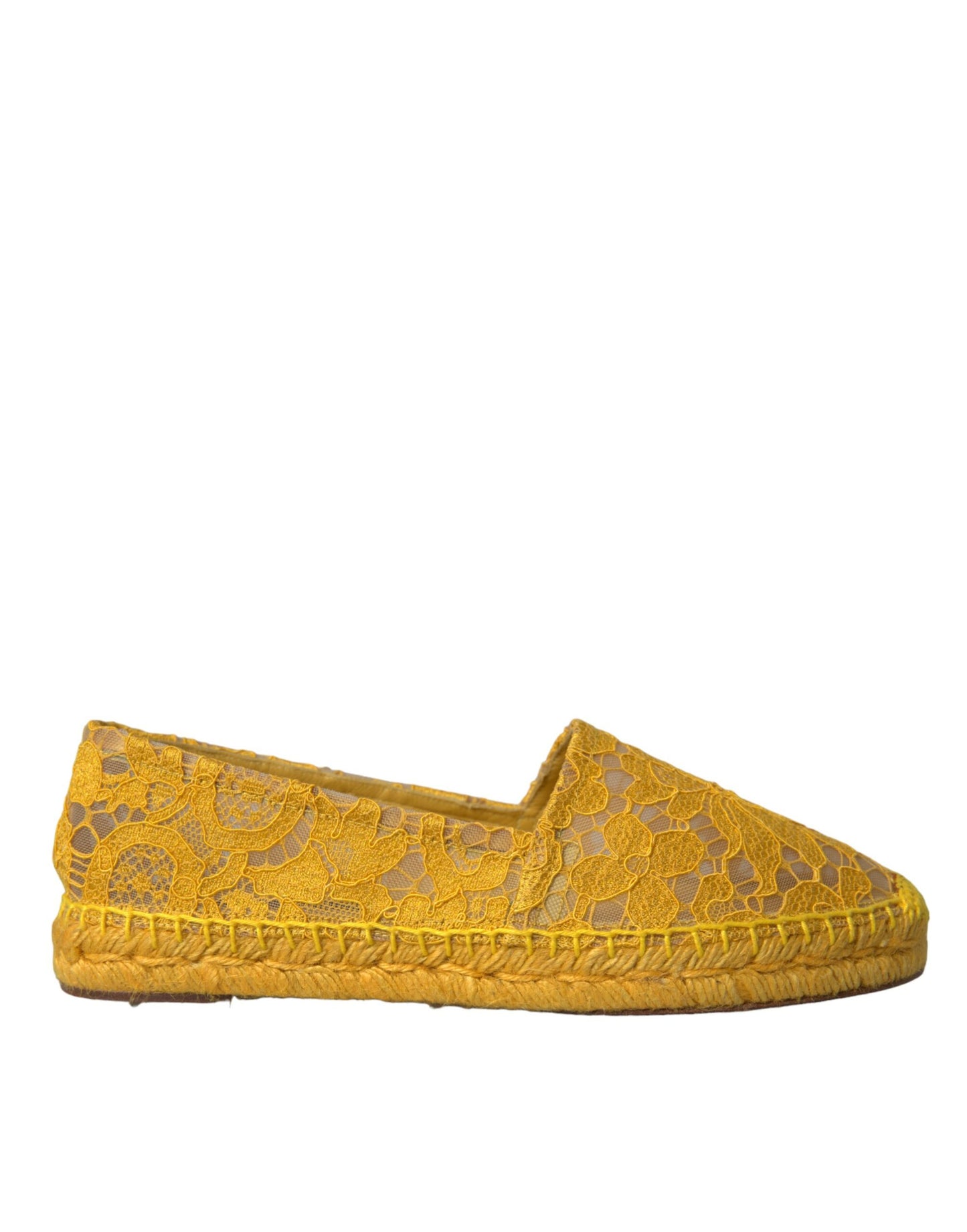 Dolce & Gabbana Yellow Taormina Lace Espadrille Loafers Flats Shoes Dolce & Gabbana