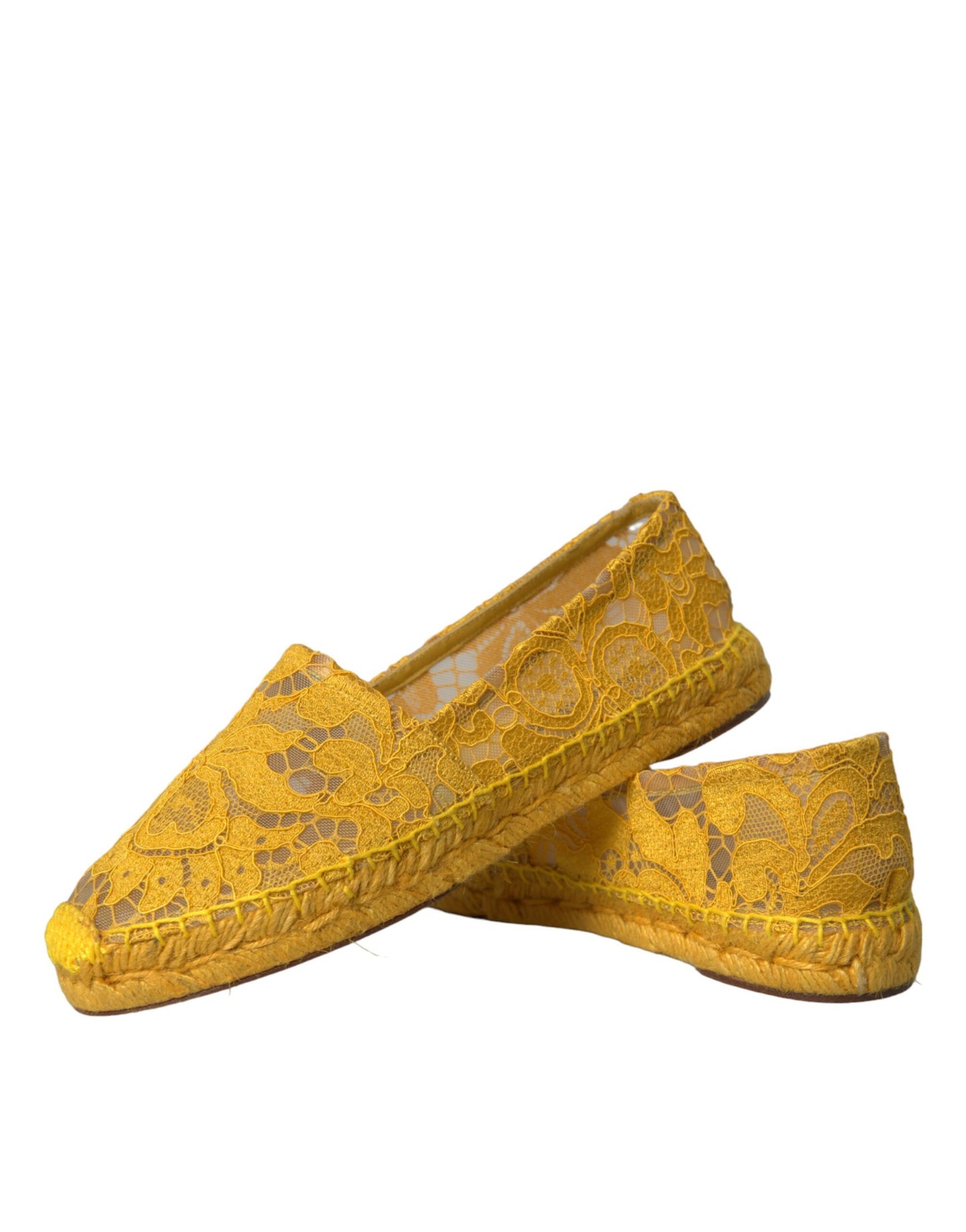 Dolce & Gabbana Yellow Taormina Lace Espadrille Loafers Flats Shoes Dolce & Gabbana