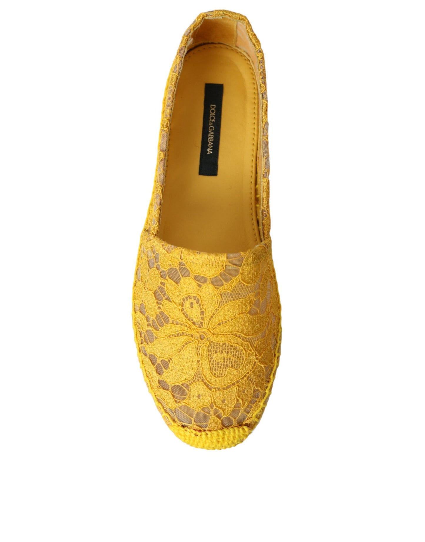 Dolce & Gabbana Yellow Taormina Lace Espadrille Loafers Flats Shoes Dolce & Gabbana