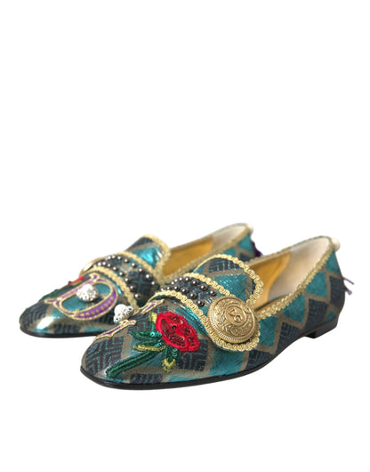 Dolce & Gabbana Multicolor Jacquard Embellished Loafers Shoes Dolce & Gabbana