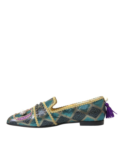 Dolce & Gabbana Multicolor Jacquard Embellished Loafers Shoes Dolce & Gabbana