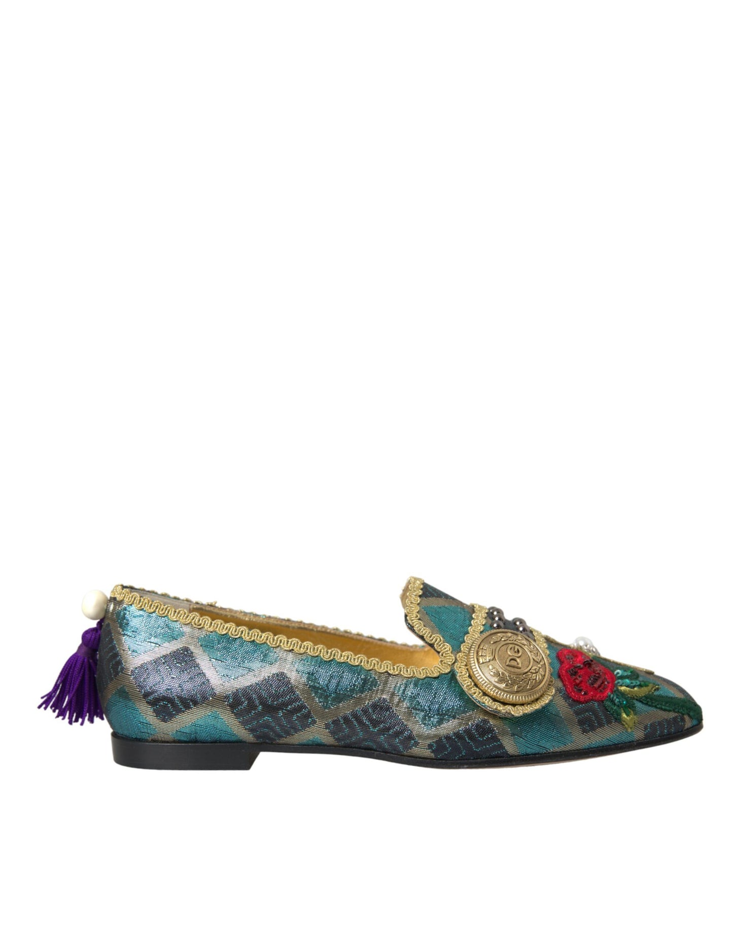 Dolce & Gabbana Multicolor Jacquard Embellished Loafers Shoes Dolce & Gabbana