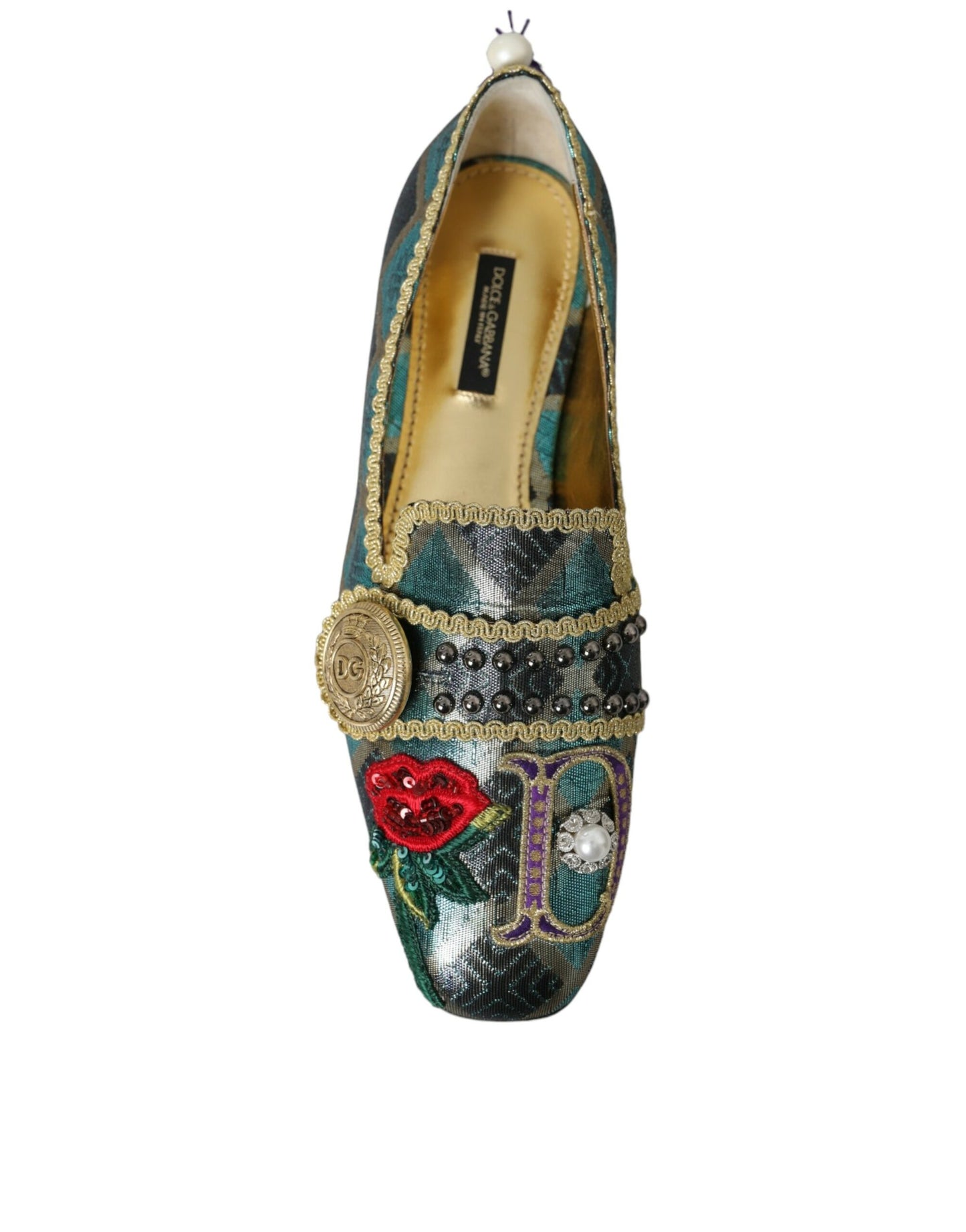 Dolce & Gabbana Multicolor Jacquard Embellished Loafers Shoes Dolce & Gabbana