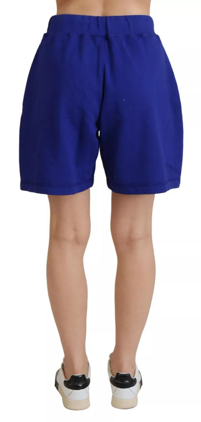 Dsquared² Blue Logo Cotton High Waist Sweatshorts Shorts Dsquared²