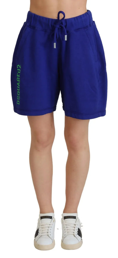 Dsquared² Blue Logo Cotton High Waist Sweatshorts Shorts Dsquared²