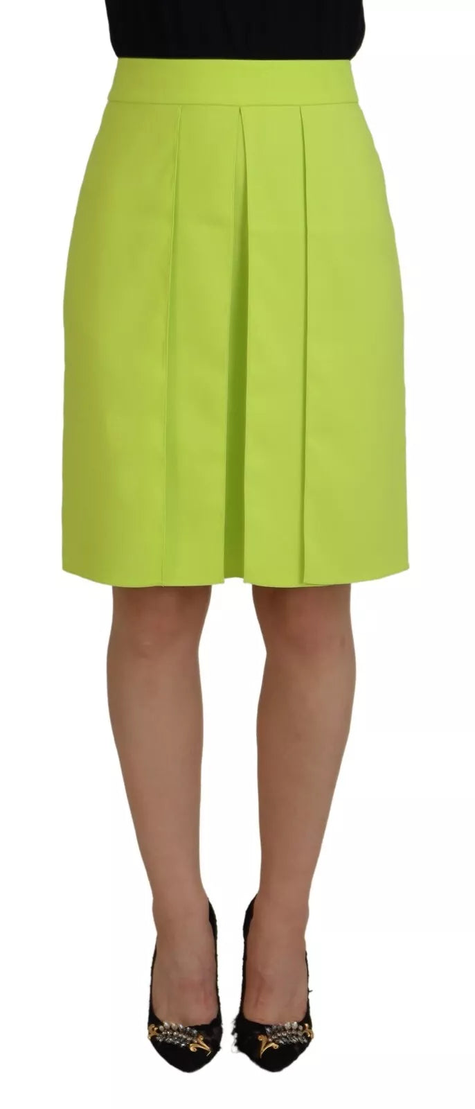 Dsquared² Green High Waist Pleated A-line Knee Length Skirt Dsquared²