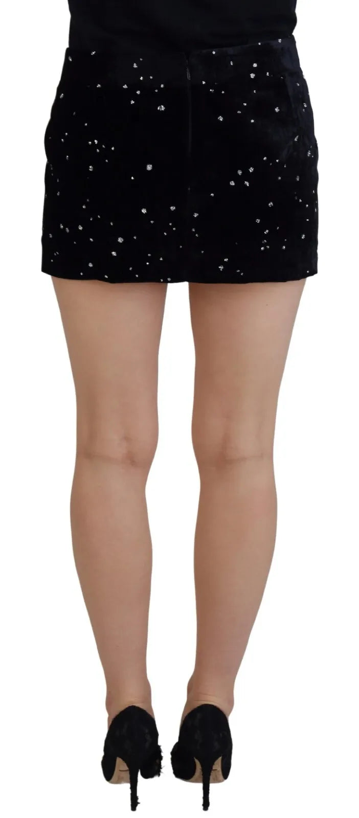 Dsquared² Black Embellished Mid Waist A-line Mini Skirt Dsquared²