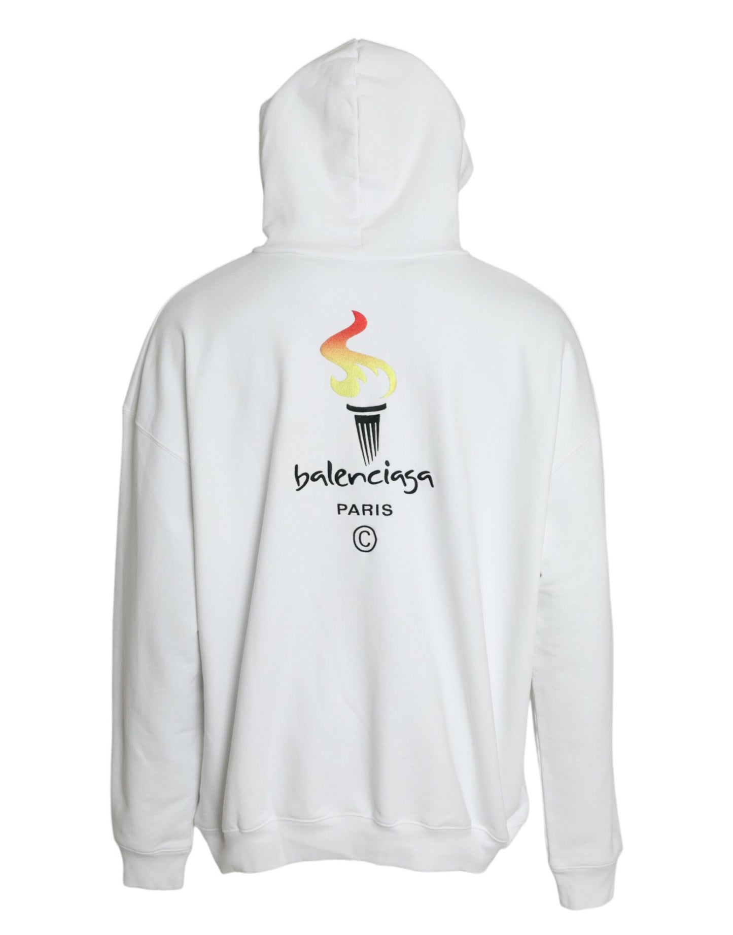 Balenciaga White Cotton Logo Hooded Pullover Sweatshirt Sweater Balenciaga