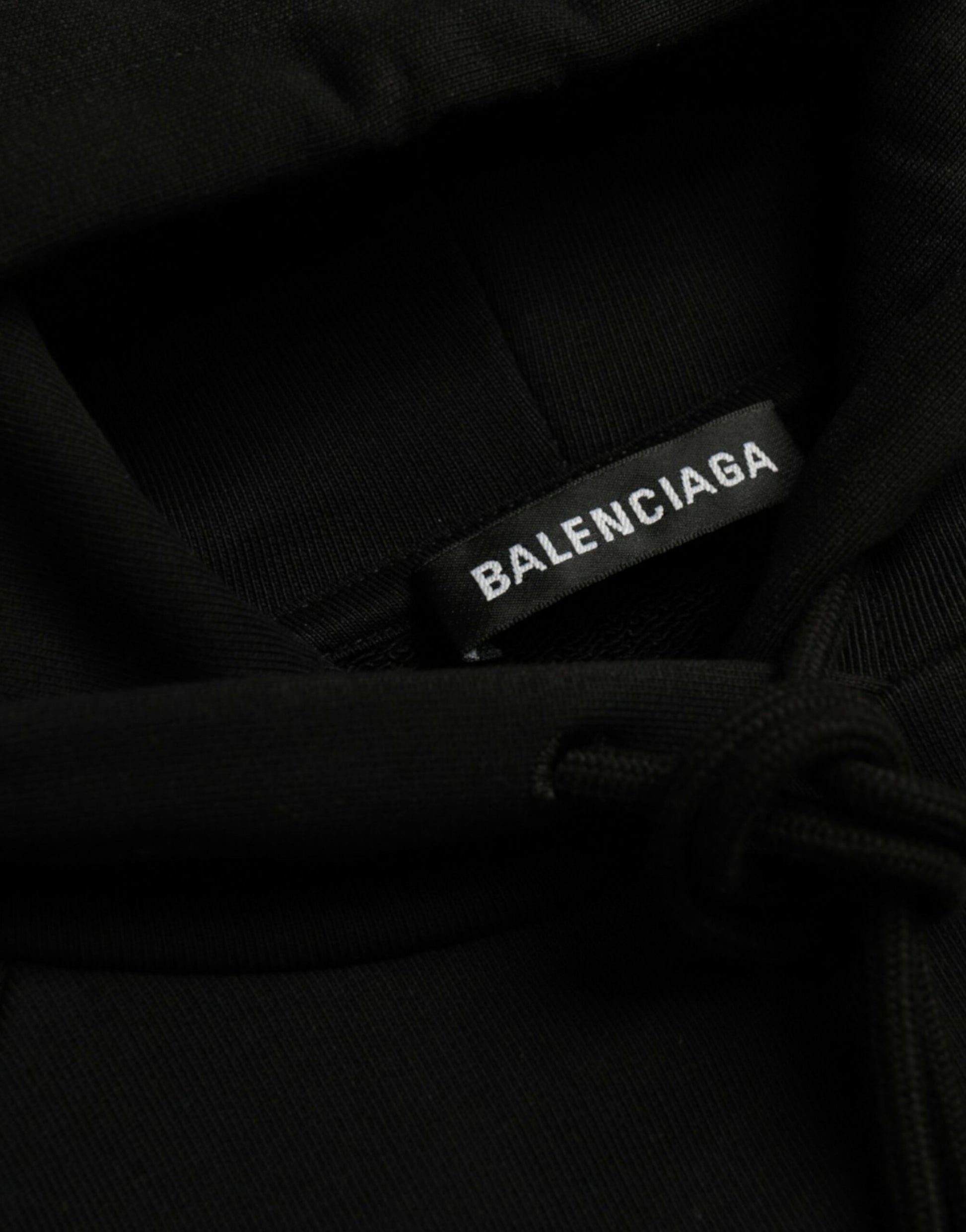 Balenciaga ब्लैक कॉटन लोगो हुडेड पुलओवर स्वेटशर्ट स्वेटर