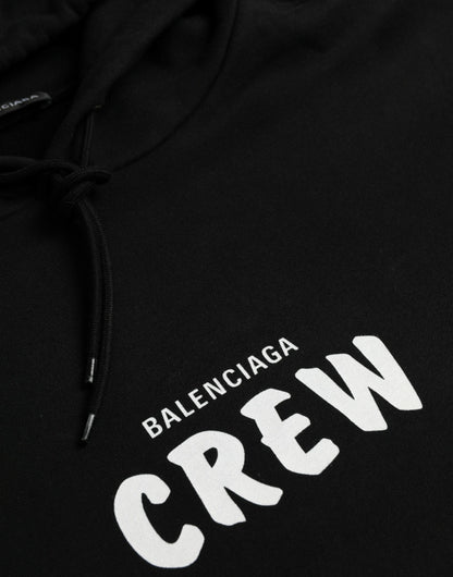 Balenciaga Black Cotton CREW Hooded Pullover Sweatshirt Sweater Balenciaga