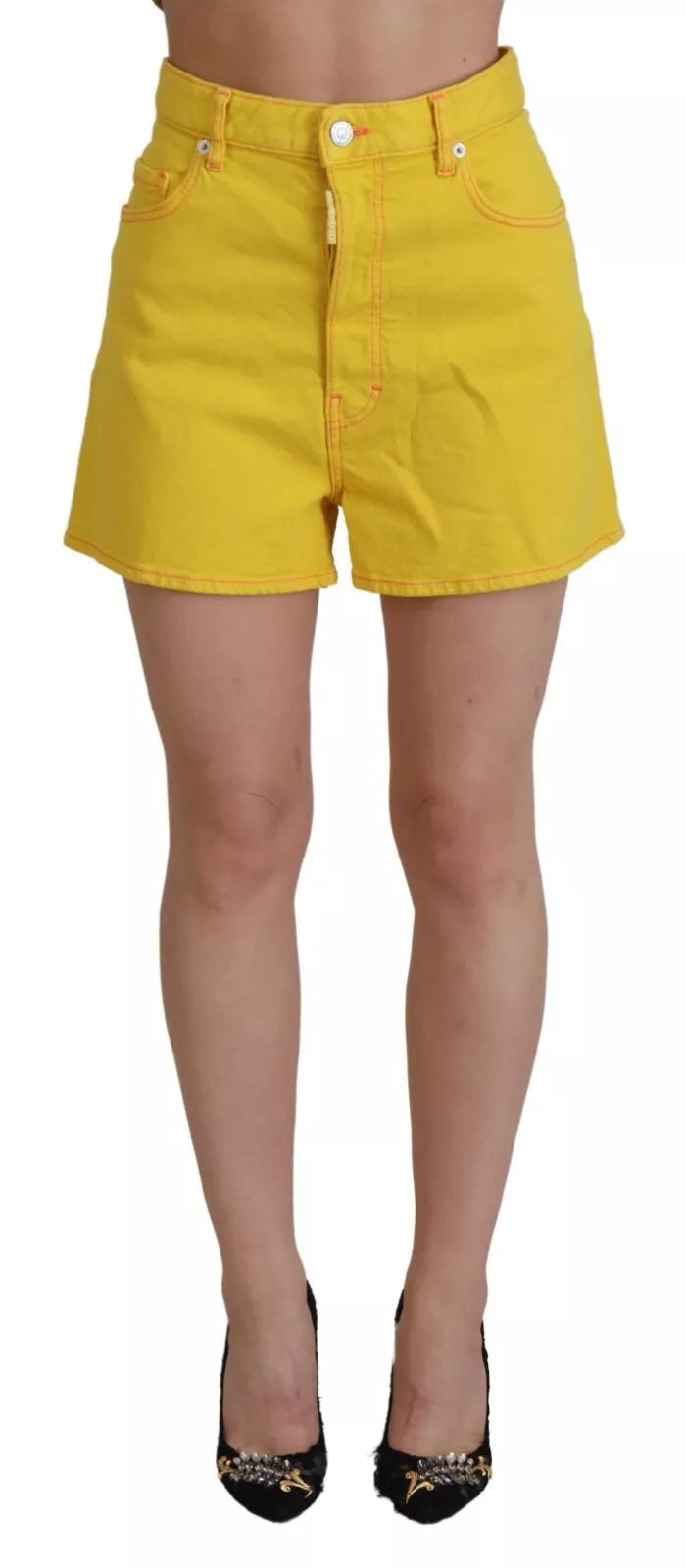 Dsquared² Yellow Cotton High Waist Baggy Women Hotpants Shorts Dsquared²