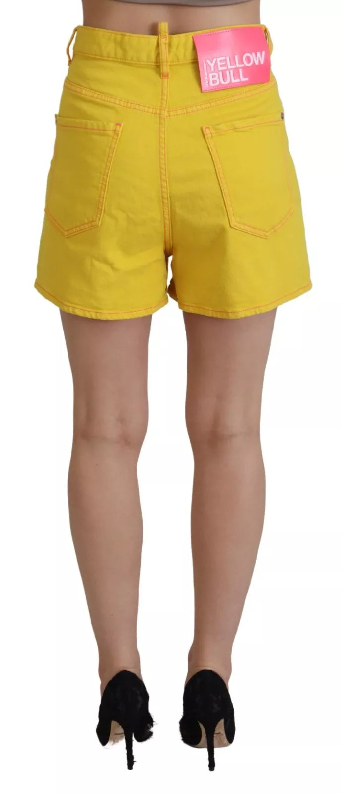 Dsquared² Yellow Cotton High Waist Baggy Women Hotpants Shorts Dsquared²