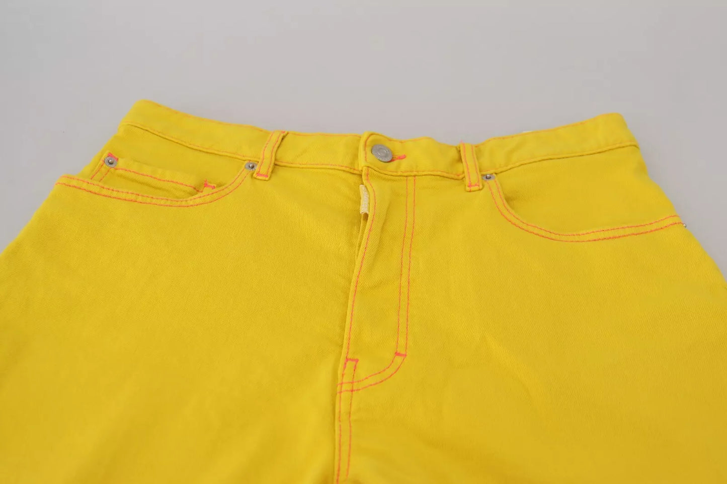 Dsquared² Yellow Cotton High Waist Baggy Women Hotpants Shorts Dsquared²