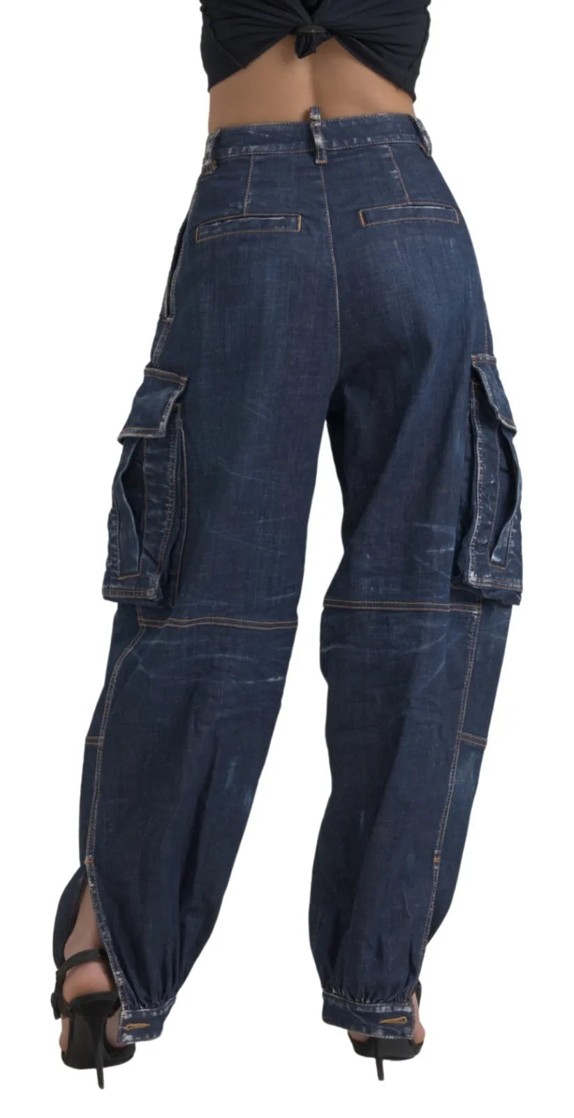 Dsquared² Blue High Waist Cotton Cargo Baggy Denim Jeans Dsquared²