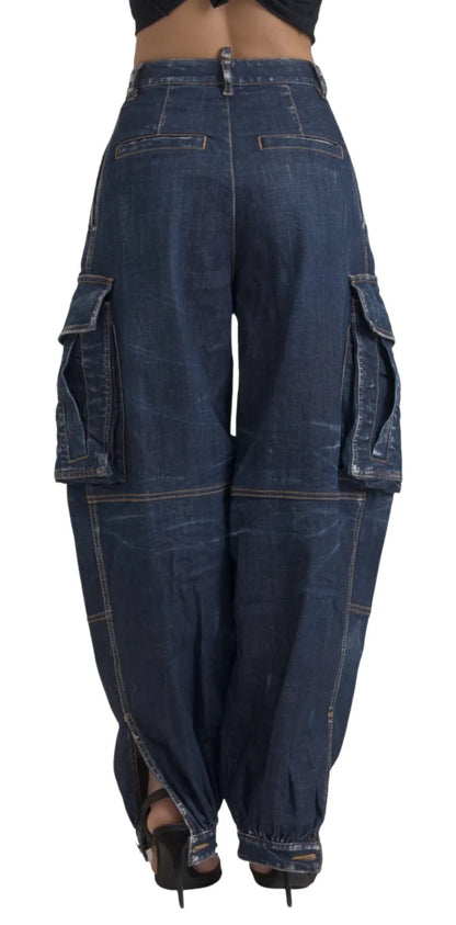 Dsquared² Blue High Waist Cotton Cargo Baggy Denim Jeans Dsquared²