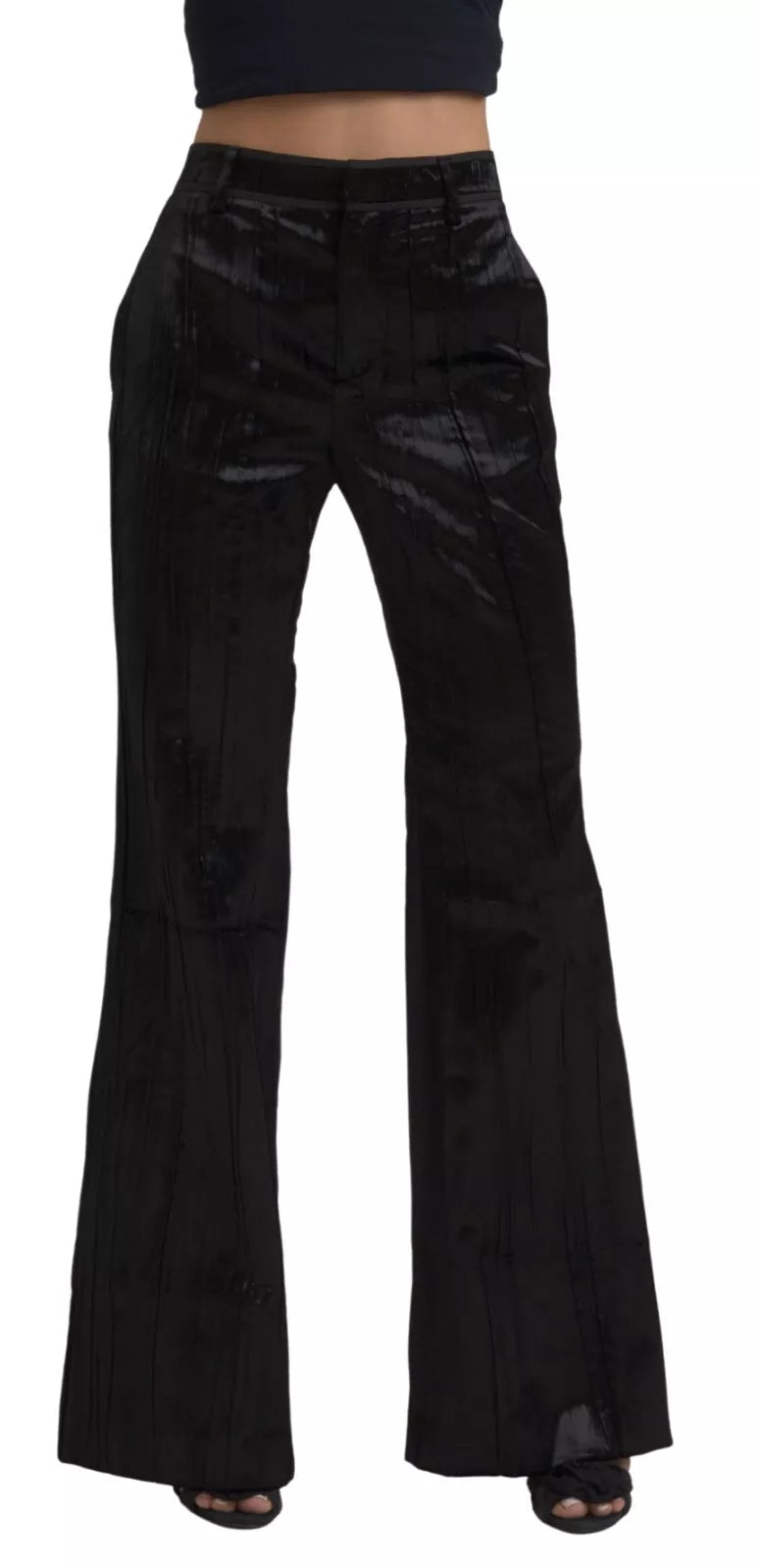 Dsquared² Black Viscose Super Flare High Waist Pants Dsquared²