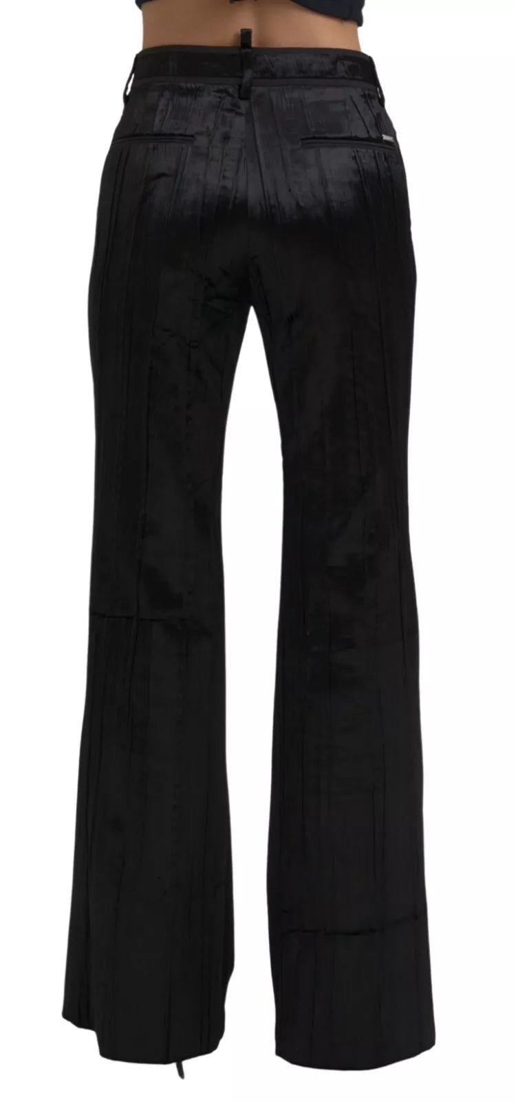 Dsquared² Black Viscose Super Flare High Waist Pants