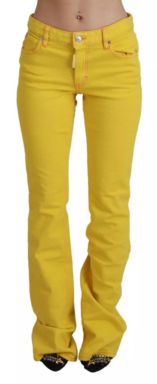 Dsquared² Yellow Cotton Mid Waist Flare Denim Trouser Jeans Dsquared²