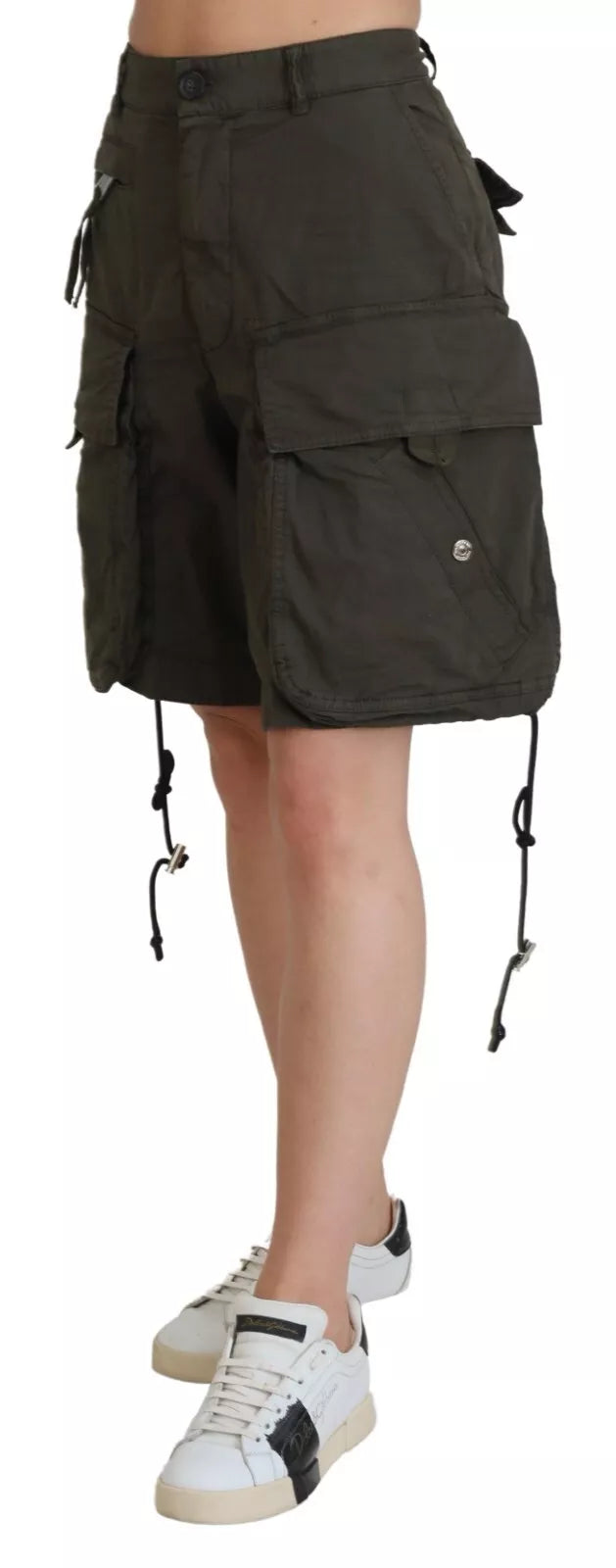 Dsquared² Green High Waist Cargo Bermuda Women Shorts Dsquared²